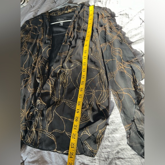 Dressbarn glitter starburst sheer cardigan with attached black solid top PL - Picture 9 of 9